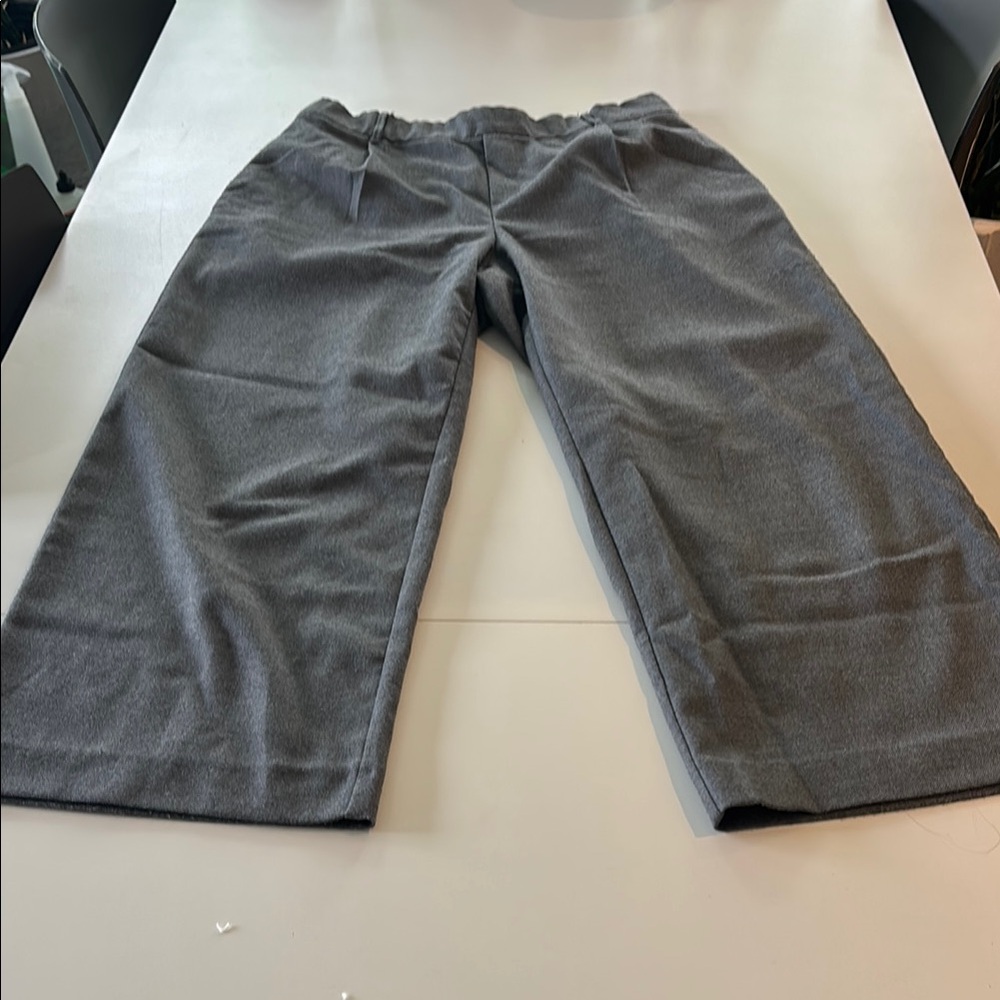 Grey cropped woolish work pants